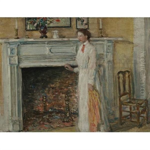 The Mantle Piece Oil Painting by Childe Hassam