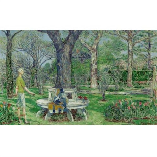 Golf In Early Spring, East Hampton, New York Oil Painting by Childe Hassam