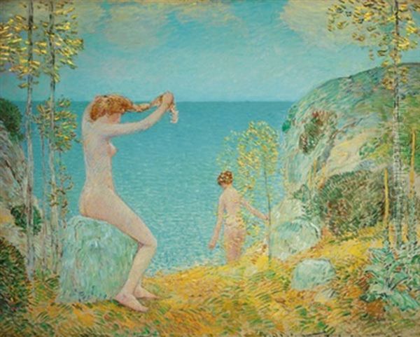 Nudes At The Cove Oil Painting by Childe Hassam