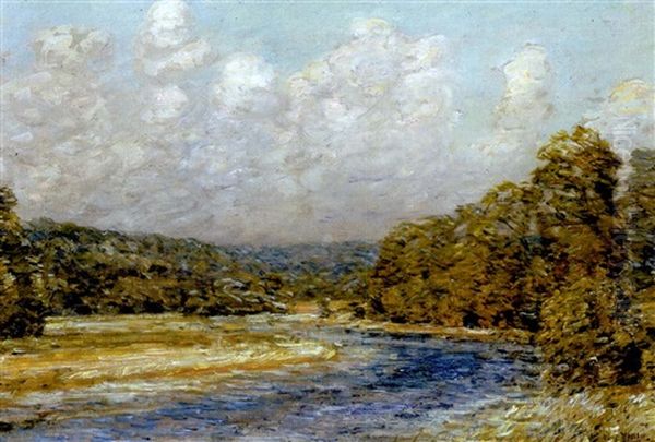 River Landscape Oil Painting by Childe Hassam