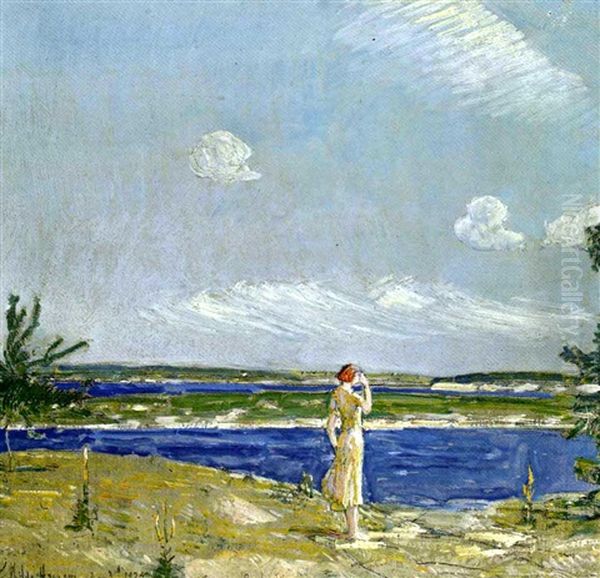 Woman Looking At The Sea Oil Painting by Childe Hassam