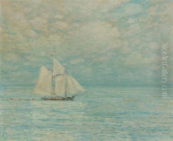 Sailing On Calm Seas, Gloucester Harbor Oil Painting by Childe Hassam