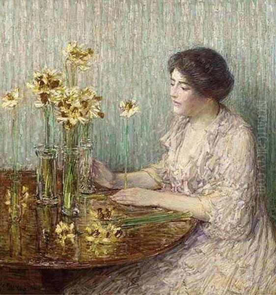 Jonquils Oil Painting by Childe Hassam