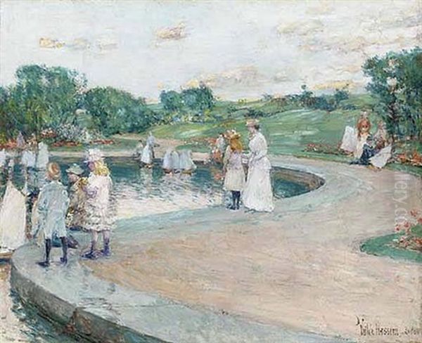 Children In The Park, Boston Oil Painting by Childe Hassam