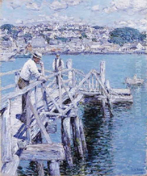 Dock Scene, Gloucester Oil Painting by Childe Hassam