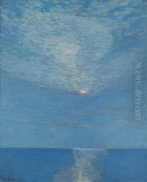 Moonlit Seascape Oil Painting by Childe Hassam