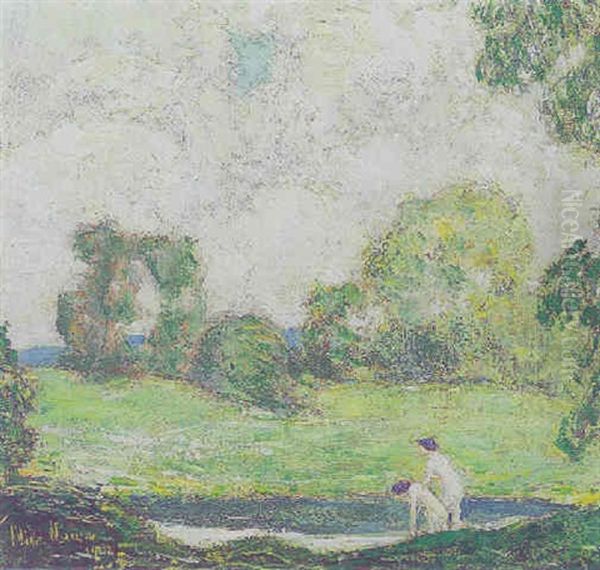 Landscape With Two Bathers by Childe Hassam