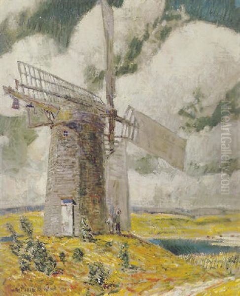 Bending Sail On The Old Mill Oil Painting by Childe Hassam