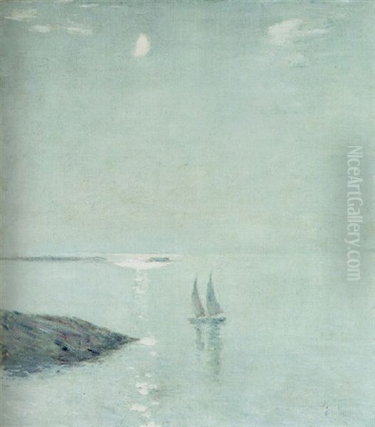 Moonlight Off The Isles Of Shoals Oil Painting by Childe Hassam