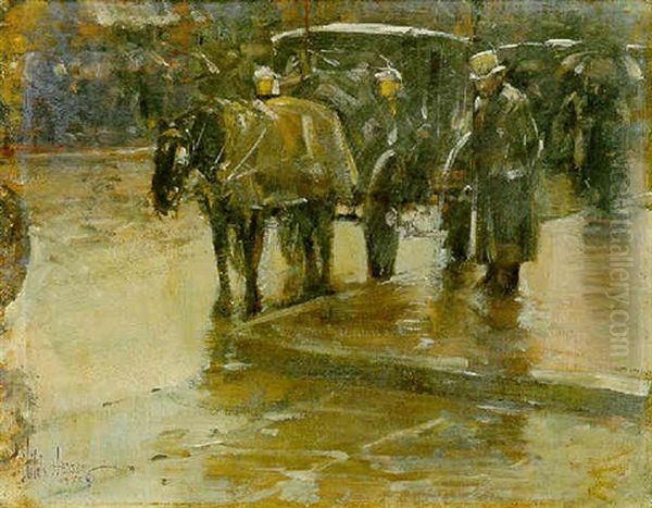 Street Corner, An Impression Oil Painting by Childe Hassam