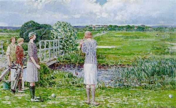 The Water Hazard - Maidstone Links Oil Painting by Childe Hassam