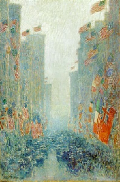 Flags, Afternoon On The Avenue Oil Painting by Childe Hassam