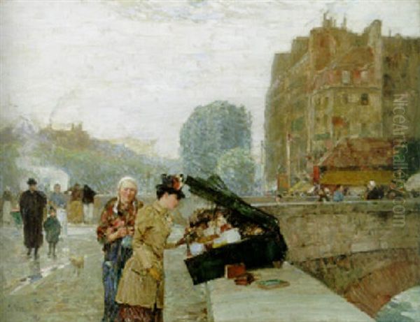 The Quai St. Michel Oil Painting by Childe Hassam