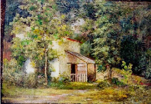 Wilderness Scene And Cabin Oil Painting by Childe Hassam