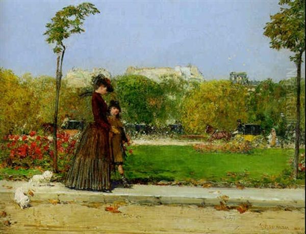 Dans Le Parc, Paris Oil Painting by Childe Hassam