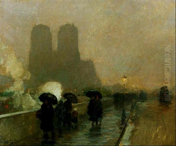 Quai St. Michel Oil Painting by Childe Hassam