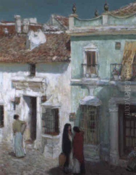 Street Scene, La Ronda, Spain Oil Painting by Childe Hassam