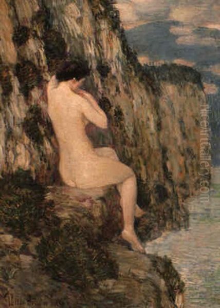 Nude On The Cliffs Oil Painting by Childe Hassam