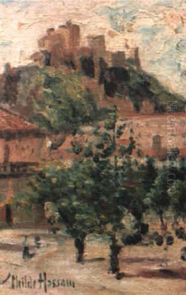 Castle Of Don Dinez, Luria, Portugal Oil Painting by Childe Hassam