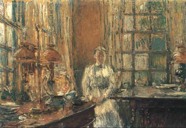 Mrs. Holley Of Cos Cob Oil Painting by Childe Hassam