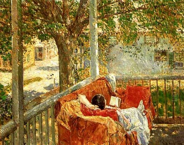 Couch On The Porch, Cos Cob Oil Painting by Childe Hassam