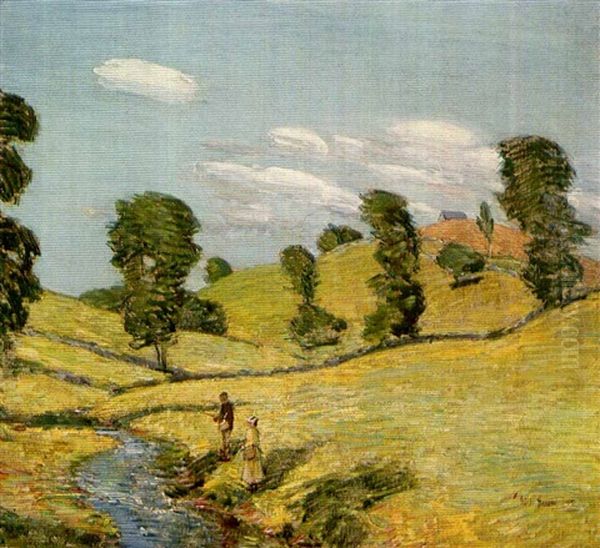 Brook In Branchville, Connecticut Oil Painting by Childe Hassam