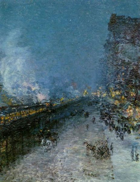 The El, New York Oil Painting by Childe Hassam