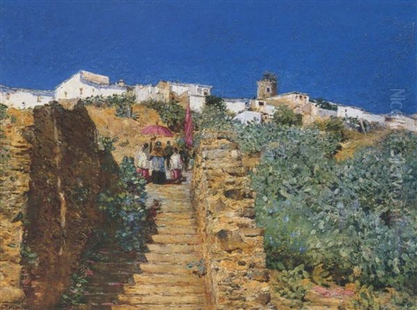 Church Procession, Spanish Steps Oil Painting by Childe Hassam