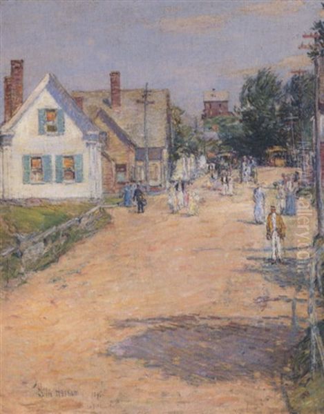 East Gloucester, End Of Trolley Line Oil Painting by Childe Hassam