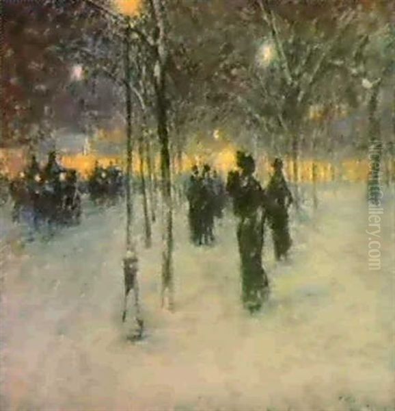 Early Evening, Union Square Oil Painting by Childe Hassam