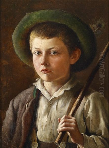 Bauernbub Oil Painting by Wilhelm Hasselbach