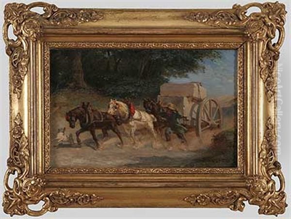 Dreispanniger Marmortransport Oil Painting by Johann Heinrich Hasselhorst