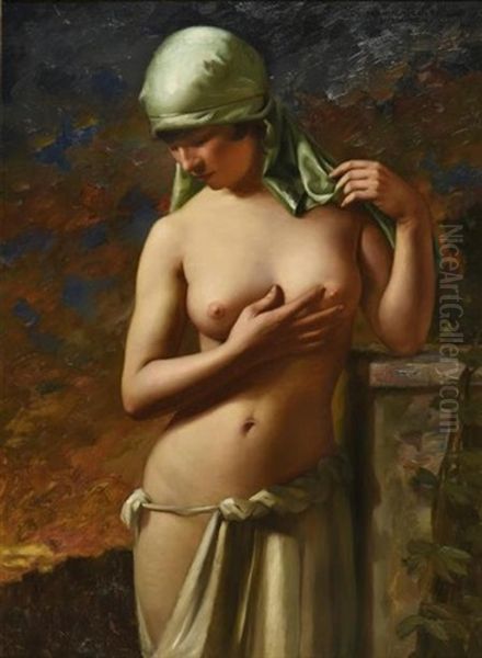 Nu Au Turban Vert Oil Painting by Hans Hassenteufel