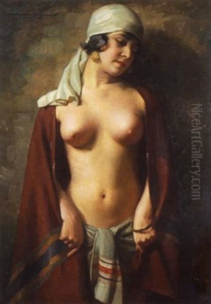 Junge Frau, Vor Einer Wand Posierend Oil Painting by Hans Hassenteufel