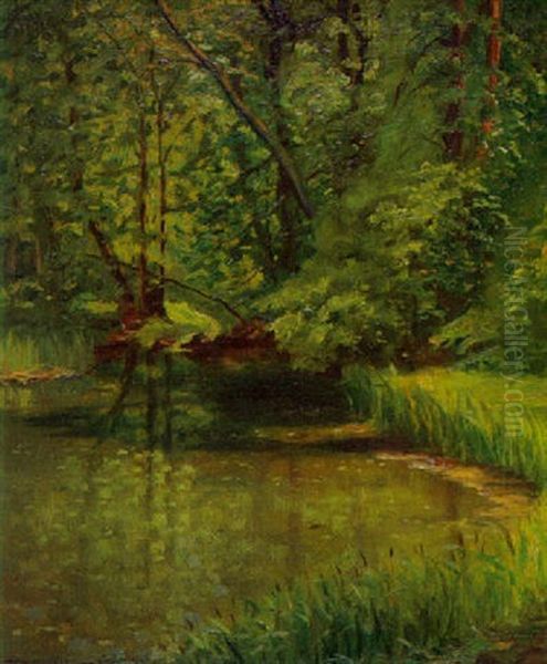 Am Waldweiher Oil Painting by Hans Hassenteufel