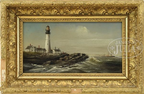 Portland Lighthouse Oil Painting by George M. Hathaway