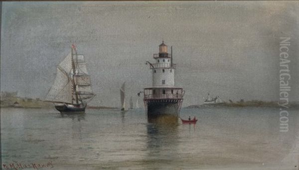 Spring Point Light Oil Painting by George M. Hathaway