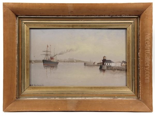 The Lightship At Portland Gut, Maine Oil Painting by George M. Hathaway