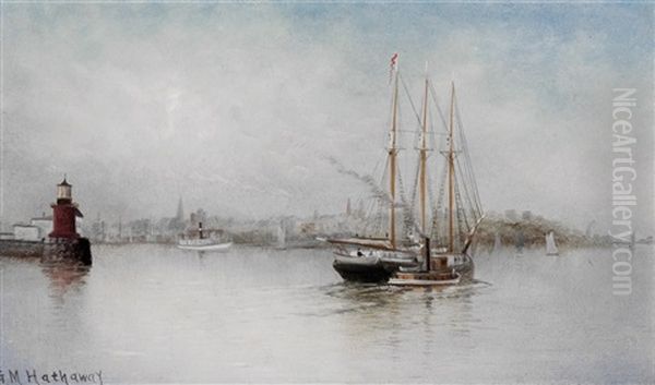 The Portland Peninsula From The Harbor Oil Painting by George M. Hathaway