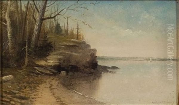 Quiet Harbor: Casco Bay(?) Oil Painting by George M. Hathaway