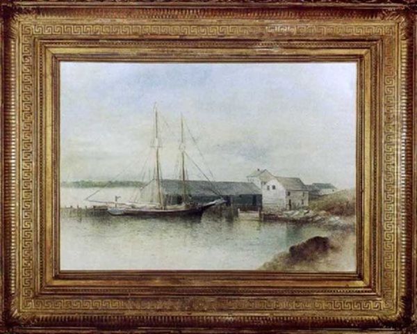 At The Island Dock, Casco Bay Oil Painting by George M. Hathaway