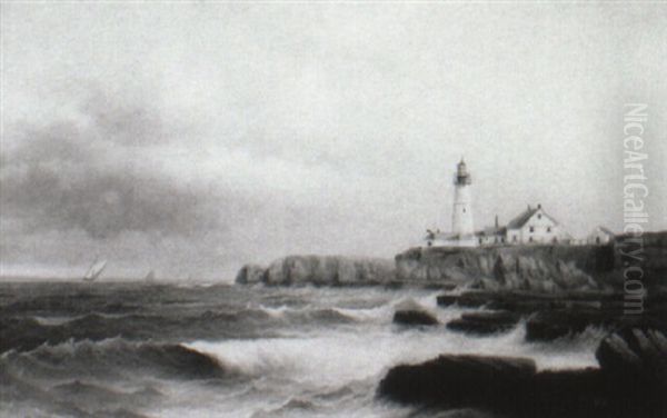 Passing Portland Head Light Oil Painting by George M. Hathaway