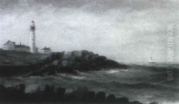 Portland Head Oil Painting by George M. Hathaway