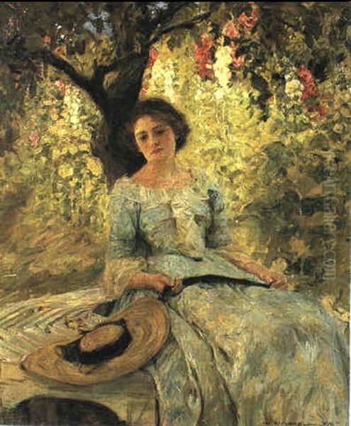 Olivia In The Garden Oil Painting by William Hatherell