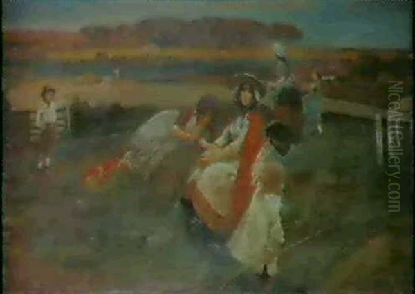 Gleaners Waiting For The Last Lord Oil Painting by William Hatherell