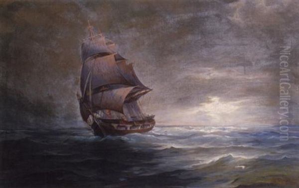 Sailing At Dawn Oil Painting by Vassilios Hatzis