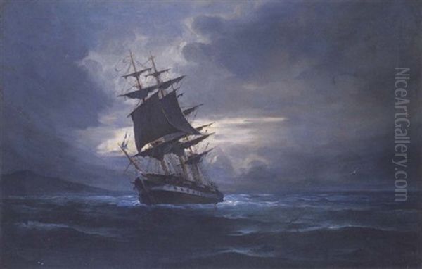 Sailing At Dusk Oil Painting by Vassilios Hatzis