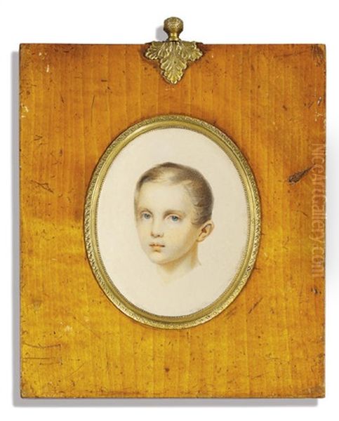 The Head Of A Boy Called Tsar Alexander Ii Oil Painting by Vladimir Ivanovich Hau