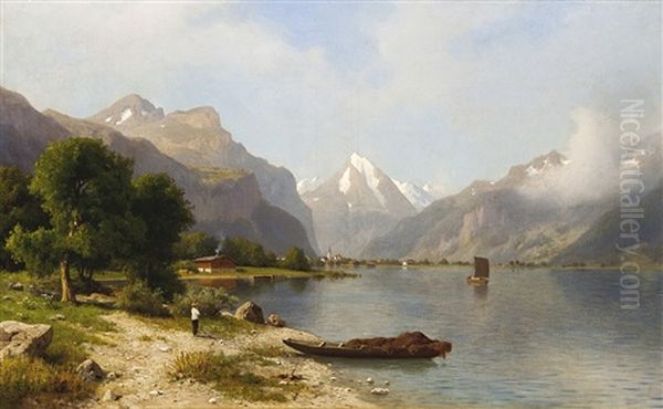 Pohled Na Vierwaldstattersee Oil Painting by Michael Haubtmann