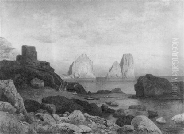 An Der Kuste Von Capri Oil Painting by Michael Haubtmann